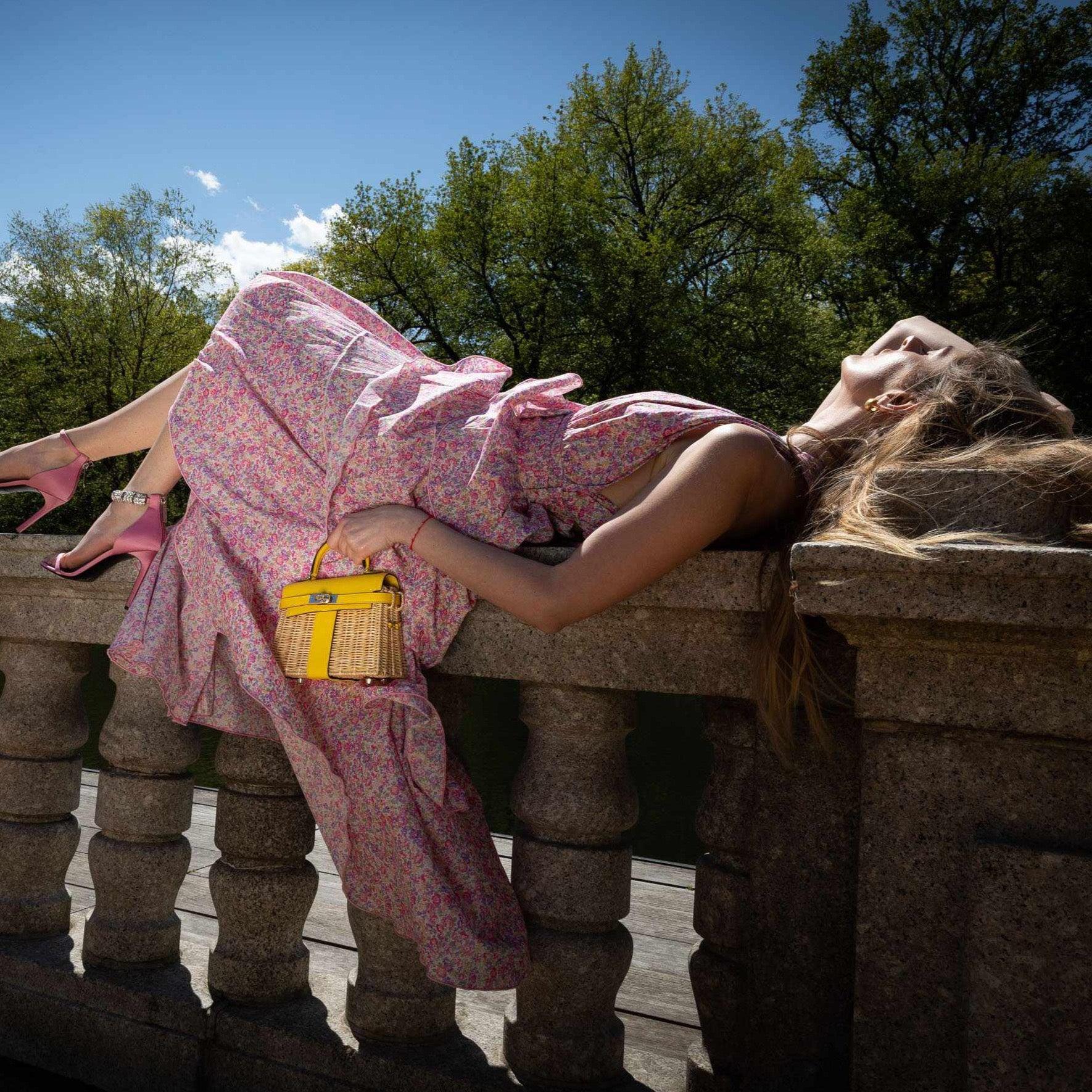 Hermès Kelly 20 Mini Picnic Jaune de Naples, Swift & Osier Wicker