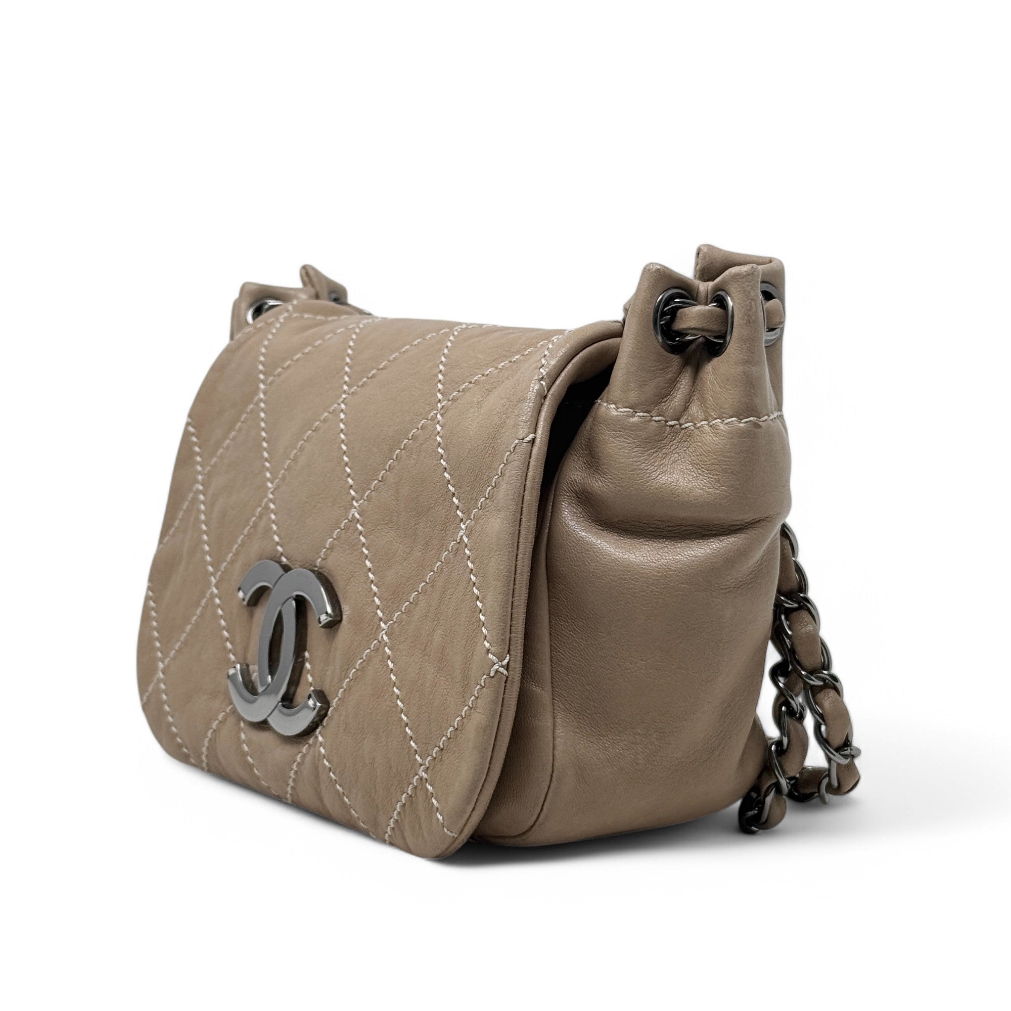 Chanel Brown Surpique Accordion Flap | Jadore Couture