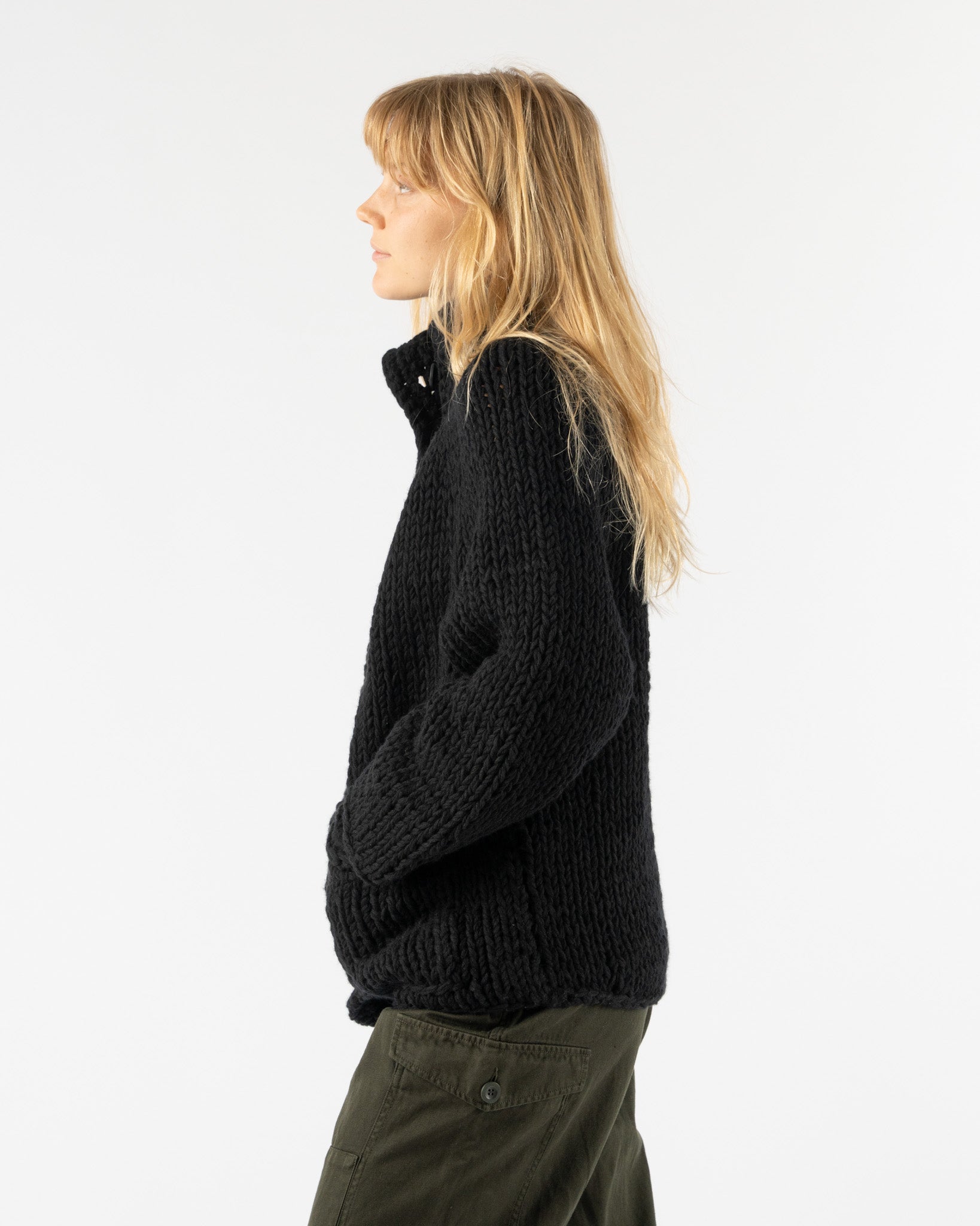 CASEY CASEY Wool Cardigan in Black Curated at Jake and Jones