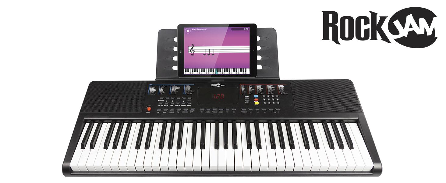 RockJam 61鍵 電子キーボード RJ361 【電源アダプター、譜面台、鍵盤