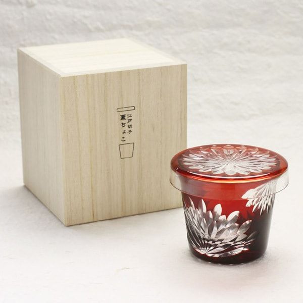 江戸切子 蓋ちょこ 八重菊