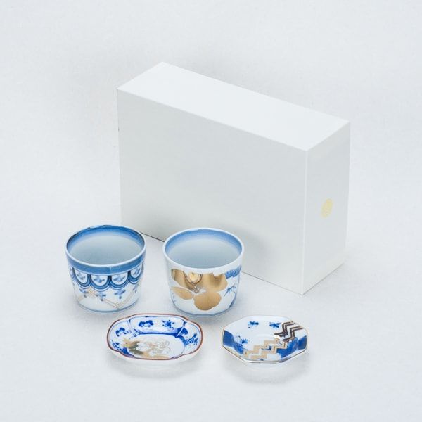 セット】CHOKU ＆ MAME 有田焼 トラディショナルセット 化粧箱入/豆皿 猪口