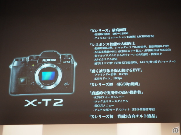 ミラーレスカメラ「FUJIFILM X-T2」--シリーズ初の4K動画対応、AF向上