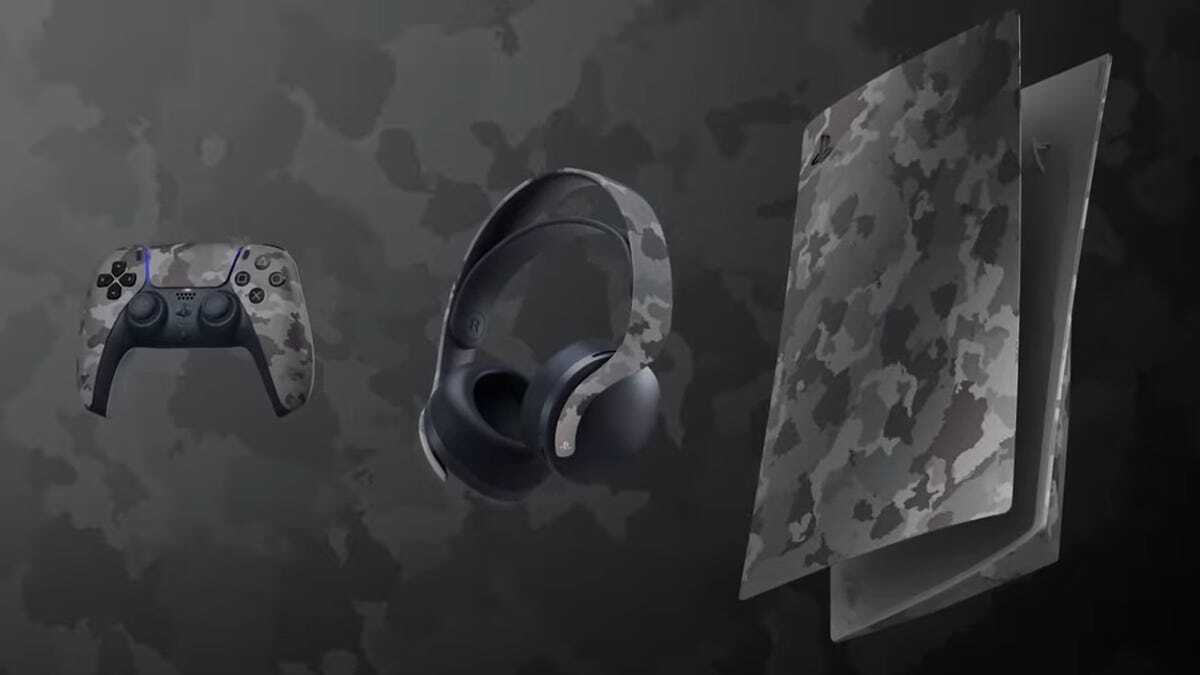 PS5」、カバーやコントローラーに迷彩柄「グレー カモフラージュ」を