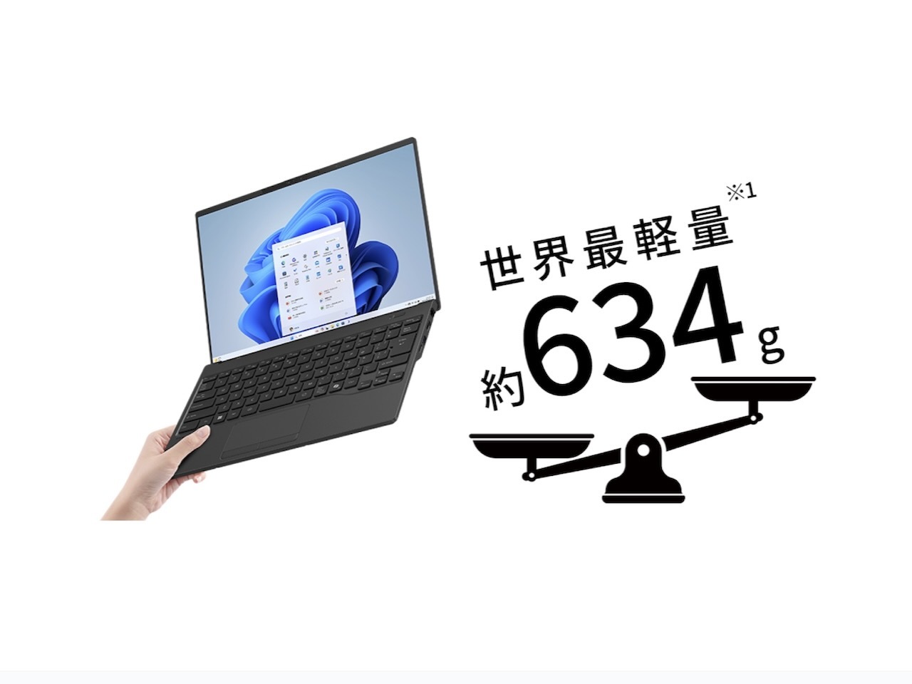 わずか634gの超軽量ノートPC、店頭販売へ--充電器込みでも700g台 FMV