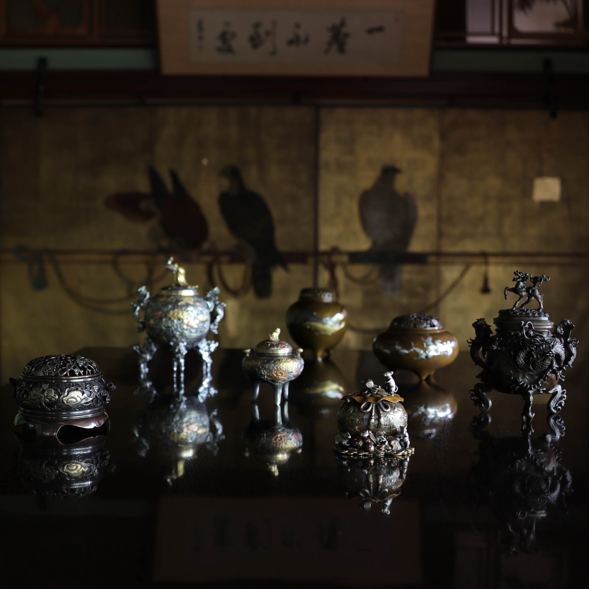 高岡銅器 香炉 | 菊割 龍台付 彩色 | 銅 | 喜泉堂