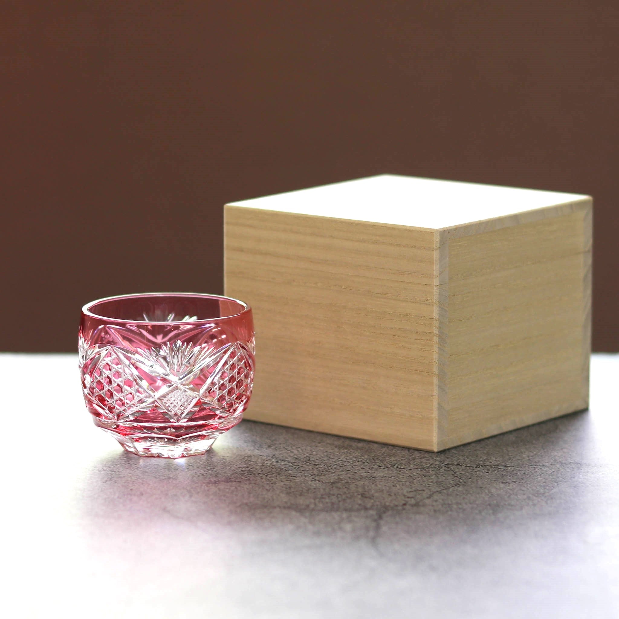 黒木国昭 青赤ガラスぐい呑みセット 箱付 黒木国昭 青赤ガラスぐい呑み