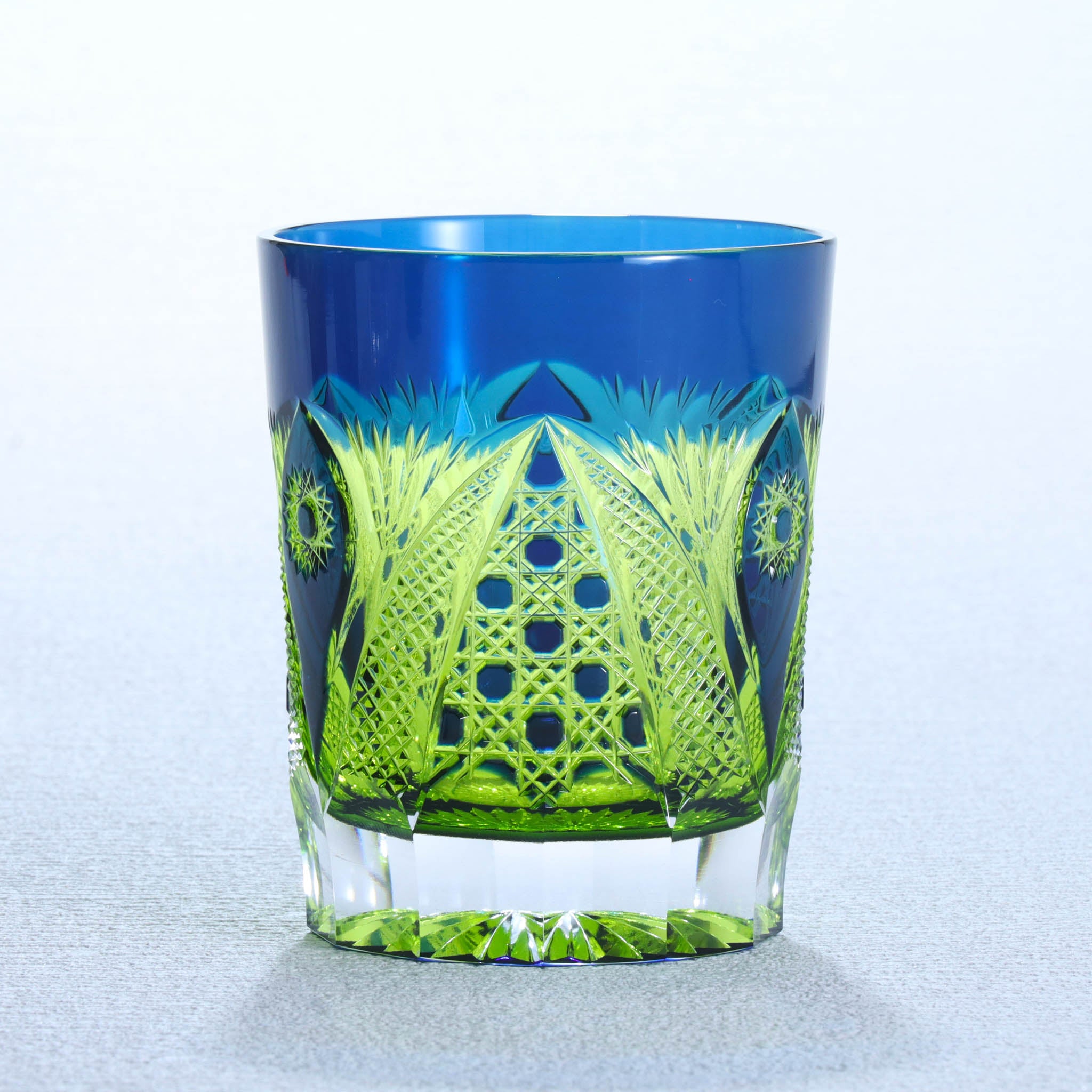 綾ガラス グラス | 綾切子 オールドファッション | 若草 コバルト