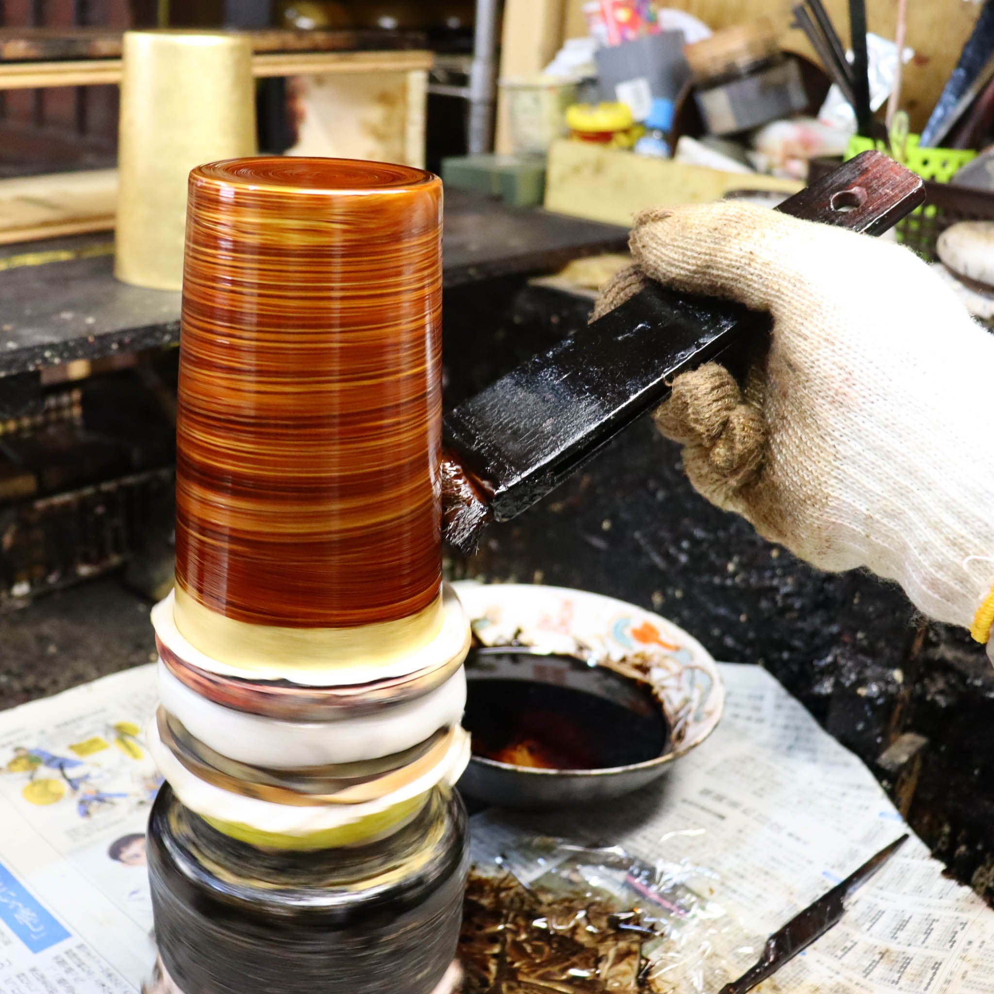 山中塗 酒器 | 白檀 ぐい呑み | 二重構造 赤 | ウチキ