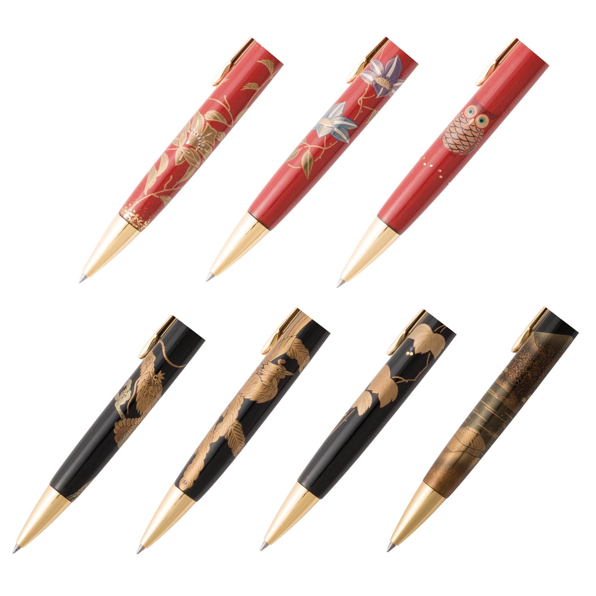 輪島塗 ボールペン | ふくろう蒔絵 | 朱 | 大藤漆器店