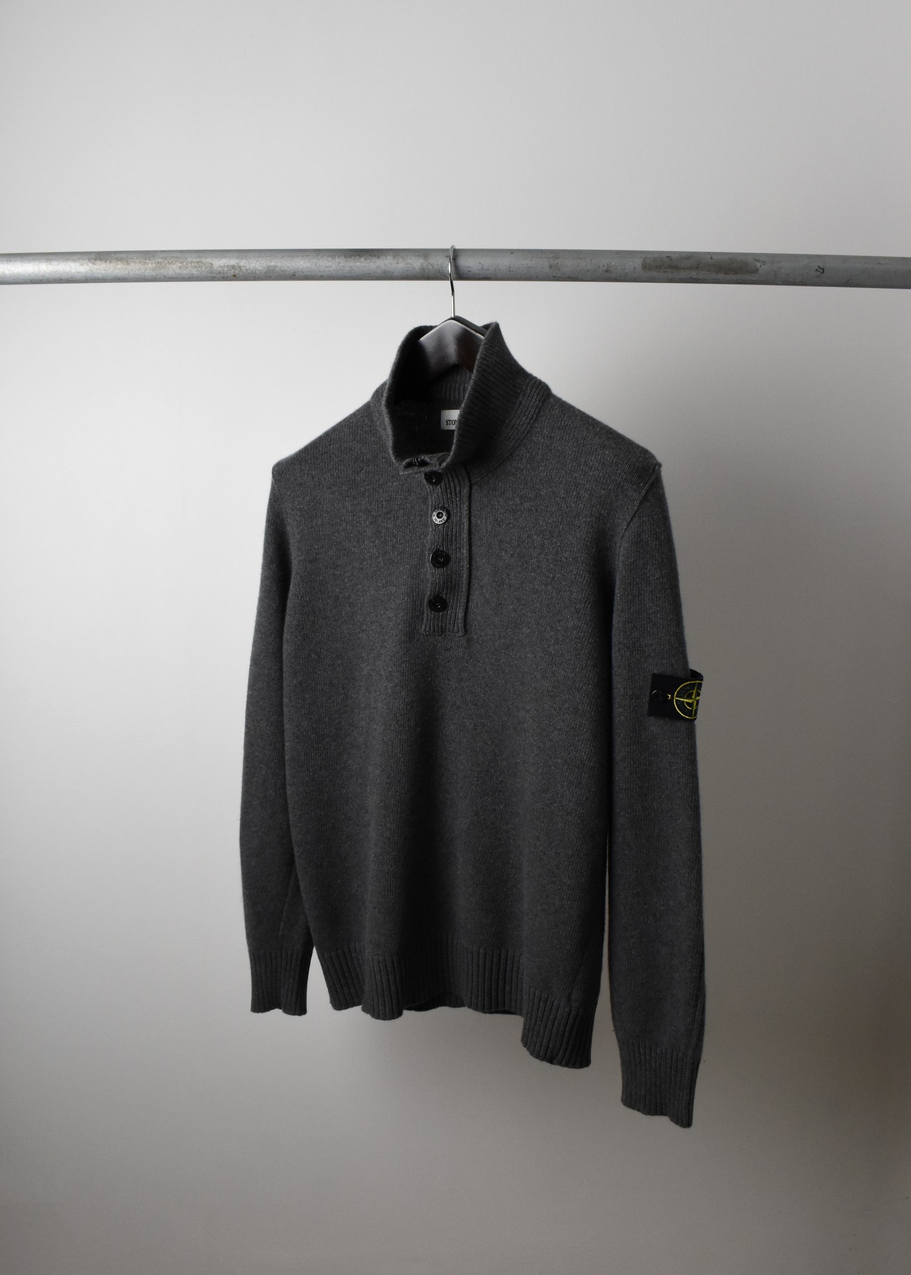 AW12 STONE ISLAND MELANGE WOOL QUARTER ZIP KNIT (XL) - Jazzy Badger