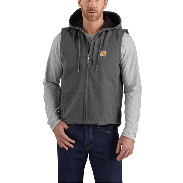 Carhartt Men's Relaxed Fit Washed Duck Fleece-lined Hooded Vest