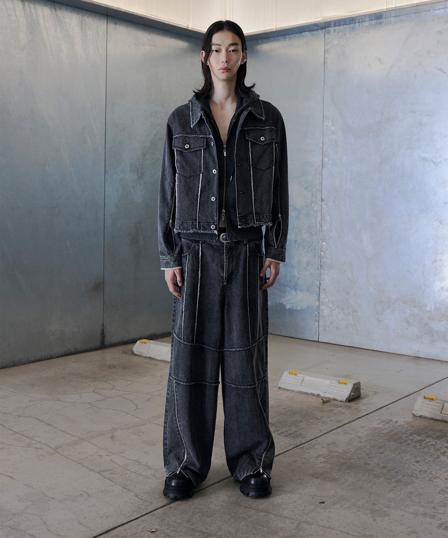 Zipped-Slit Baggy Denim – Jent Louis