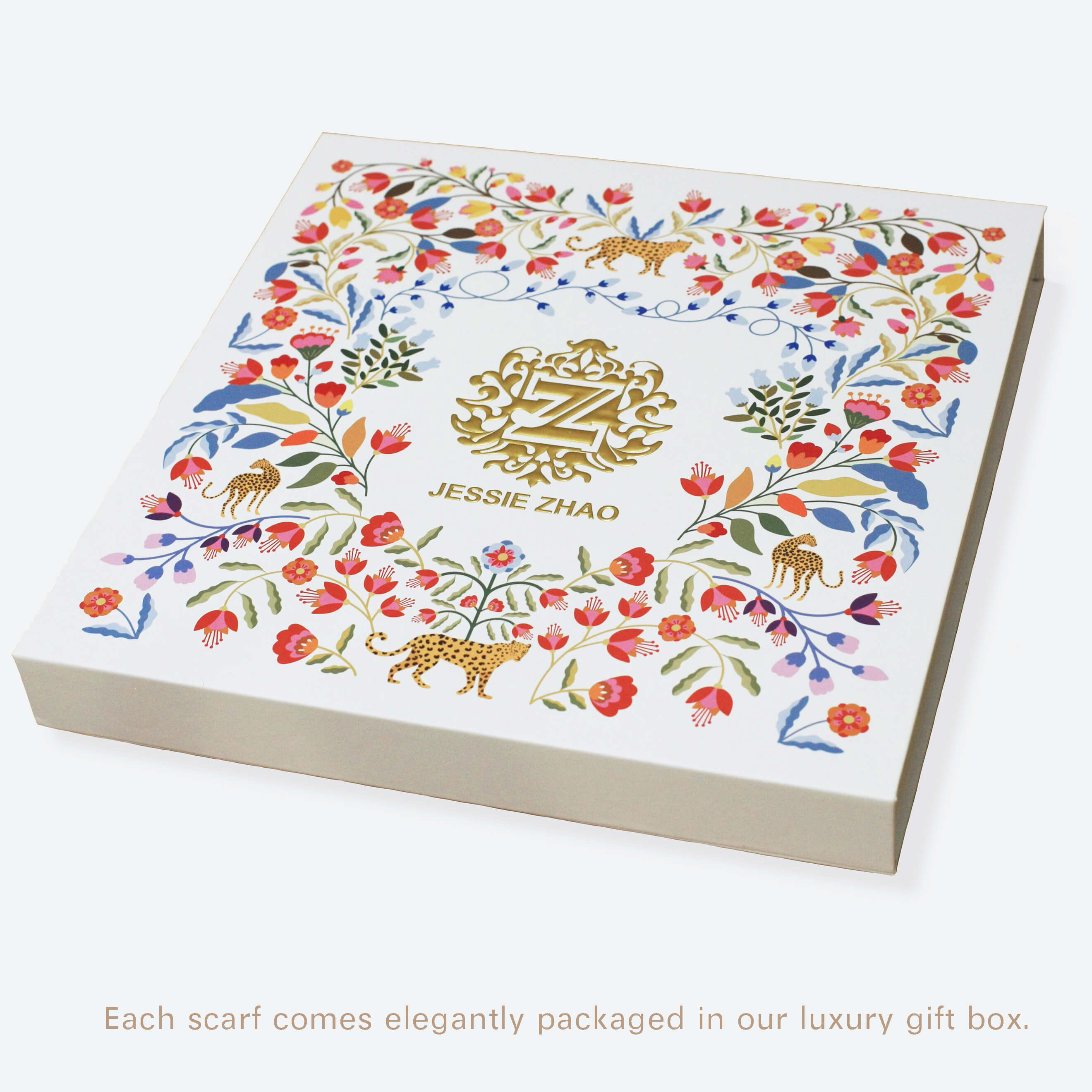 Double Sided Silk Scarf Of Amazon Rainforest Journey in Blue