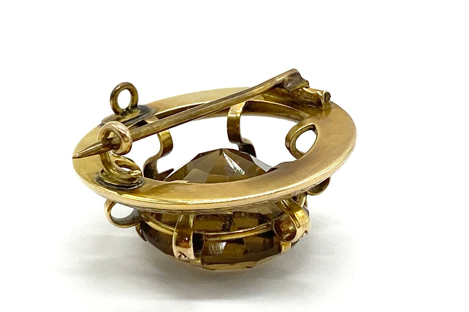 Antique【アンティーク】K10/銅（針）シトリンブローチ (NO.124764