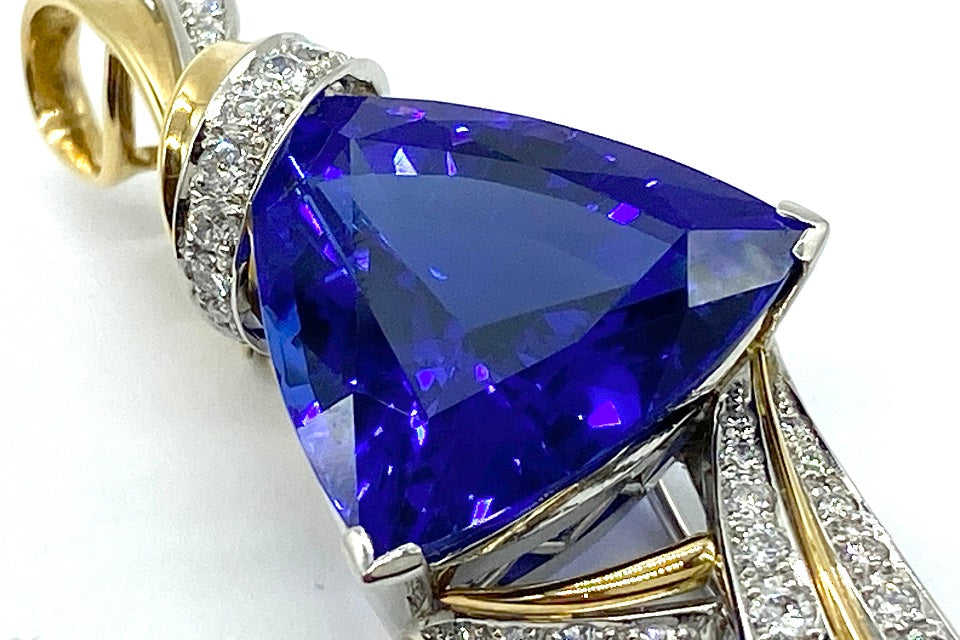 Tanzanite Pt900/K18タンザナイト ダイヤモンドペントップ兼ブローチ