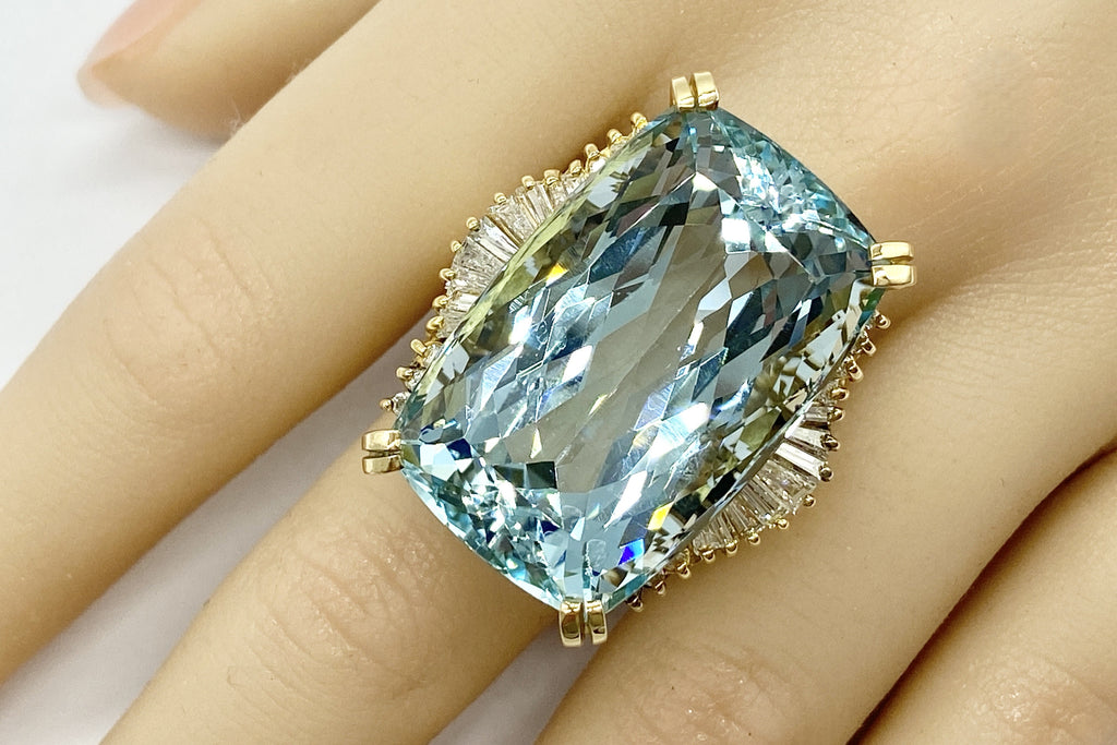 Aquamarine K18アクアマリン ダイヤモンドリング (NO.49803) – JEX宝石