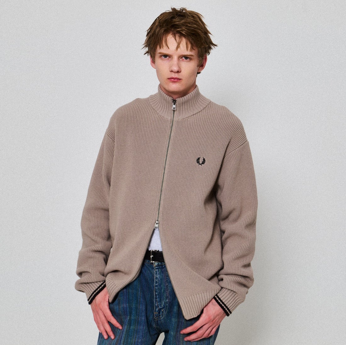 FRED PERRY [フレッドペリー] 別注 ドライバーズニット [FPM-25A-028JF