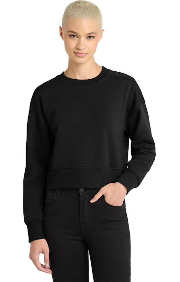 District Women's Perfect Weight Fleece Cropped Crew Dt1105 Jet