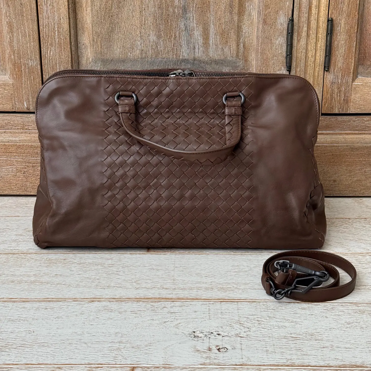 bottega veneta large leggero bag brown at Jill's Consignment