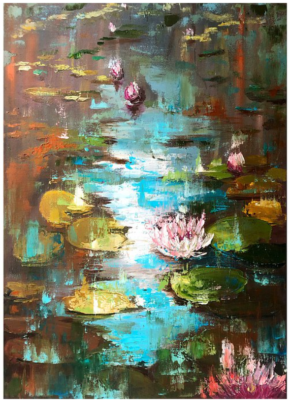 慈蓮社オンラインショップ / 睡蓮オリジナルアート 油絵壁の装飾蓮花池