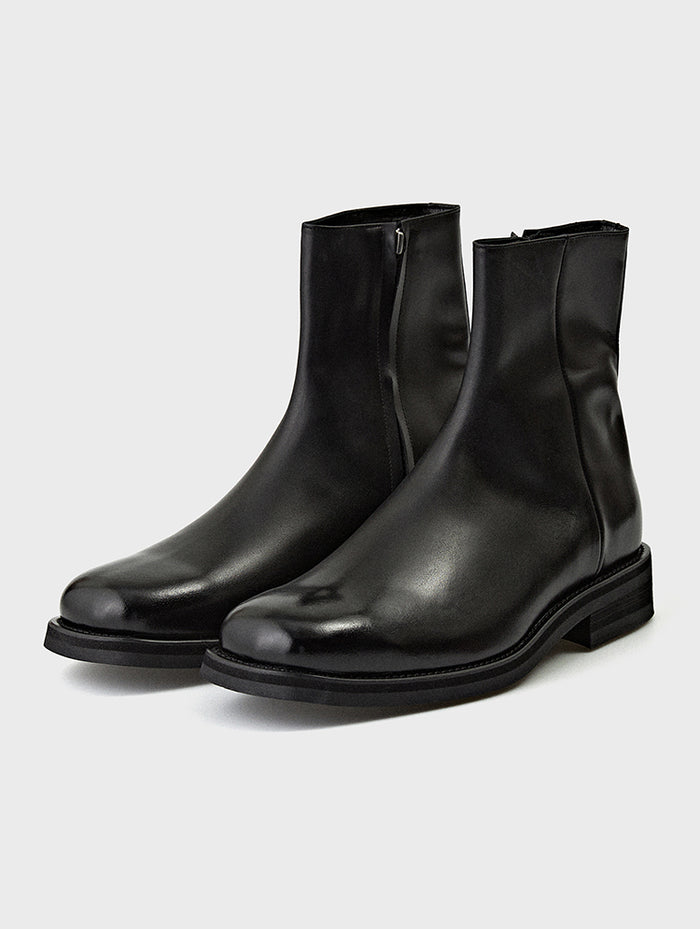Square Toe Black Chelsea Zipper Boots | MARO | JOSEPHT.CA