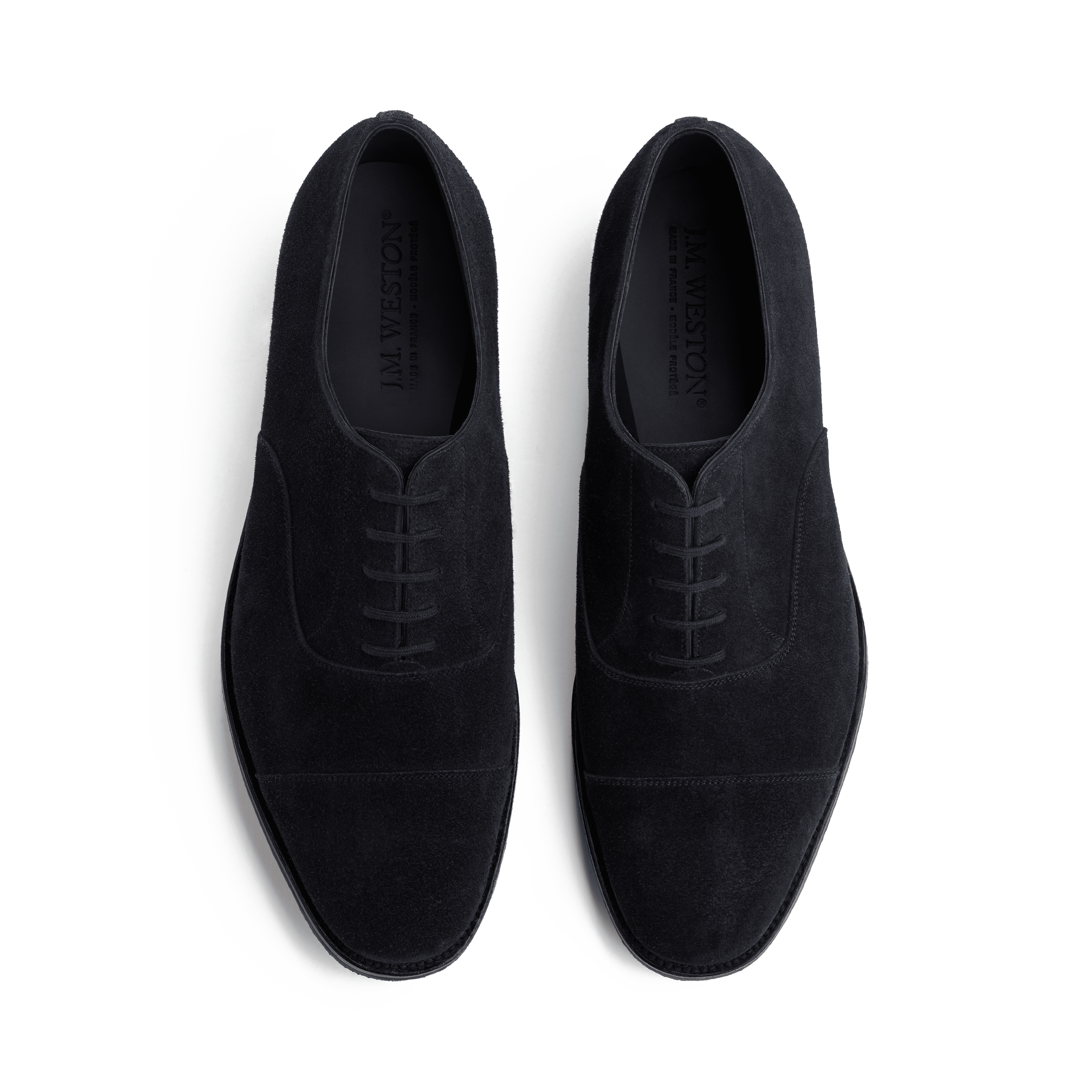 Men's Cap Toe Oxford Shoe With Rubber Sole Blue Suede – J.M. Weston