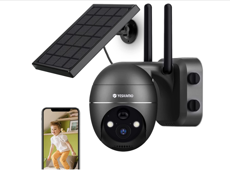 ZS-GX1S 最新300万画素 電池式ソーラーパネル付き防犯カメラ（黒