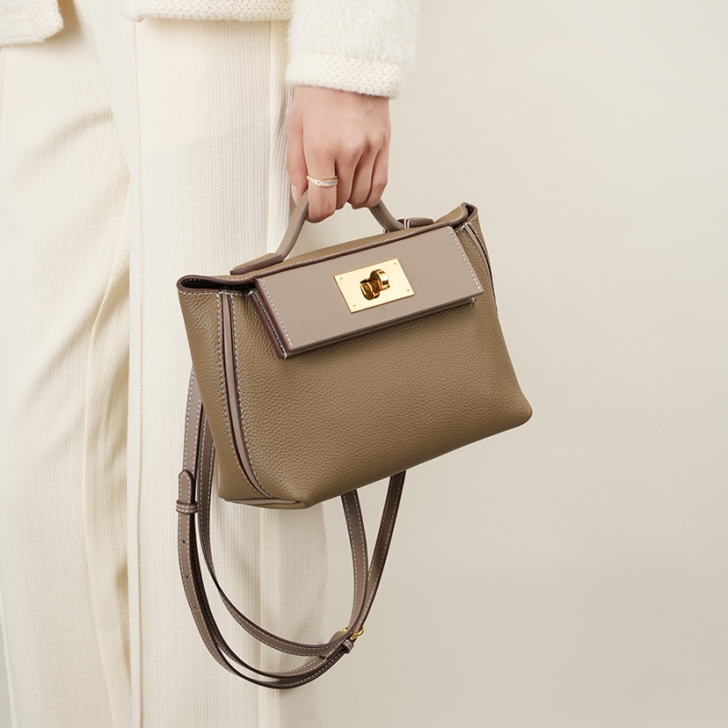 ブラウン 本革 ハンドバッグ 2way ショルダーバッグ レディース