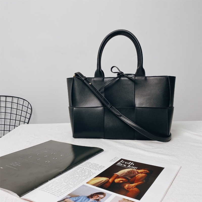 ブラック レザー 編み トート バッグ 皮 カゴ バッグ バスケット