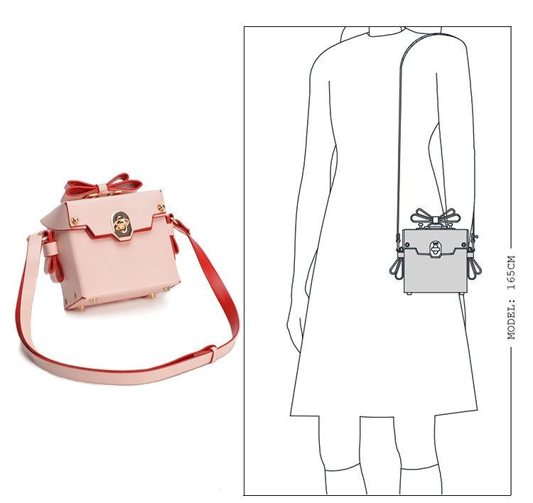 ピンク かわいい リボン スクエアのボックスバッグ 2Wayバッグ | Baginning