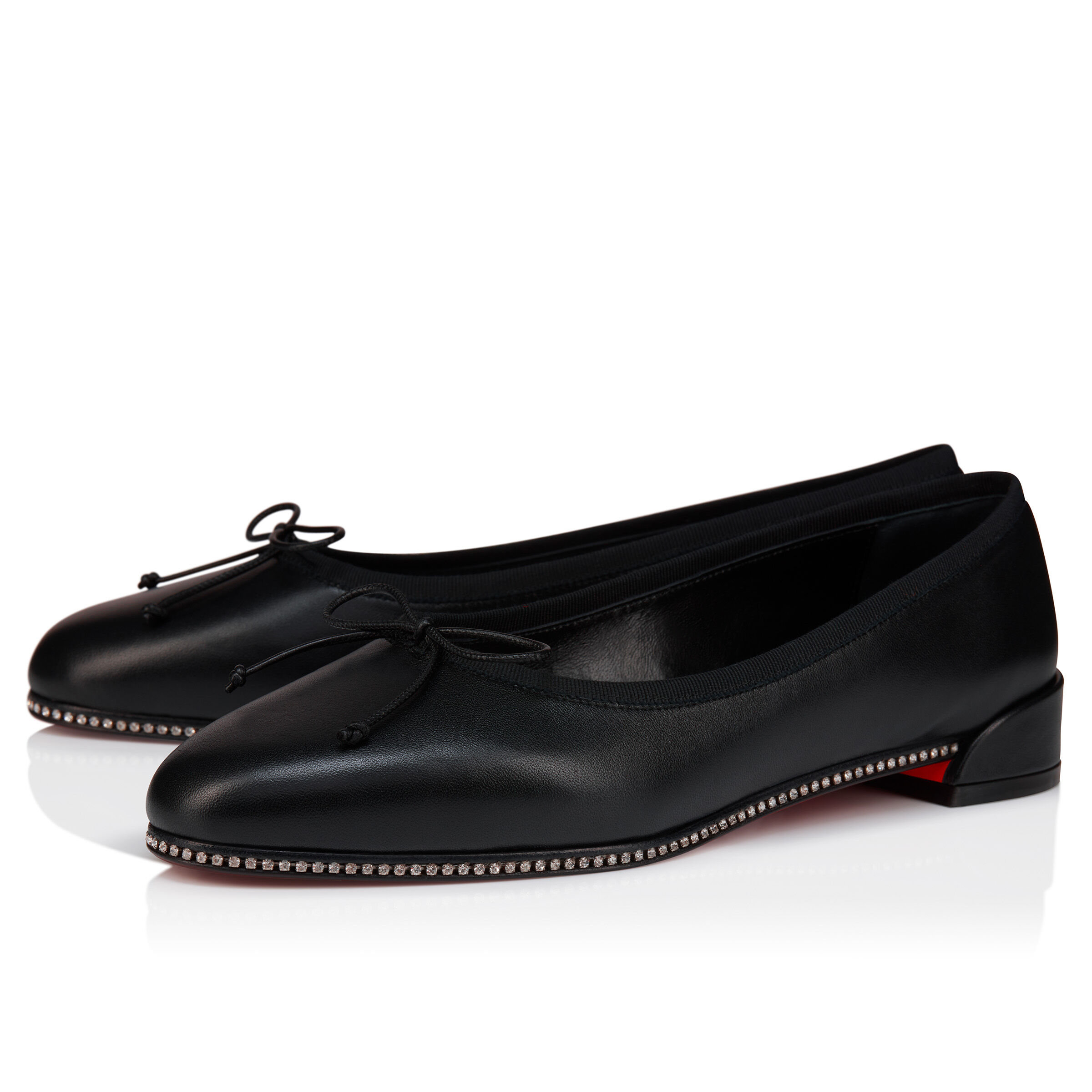 ルブタン フラットシューズ 37 24cm程度 ブラック 黒 エナメル リボン