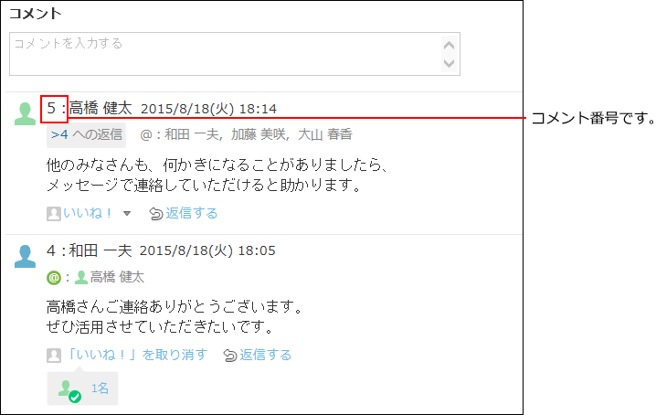 メッセージのコメント機能の使いかた | サイボウズ Office マニュアル