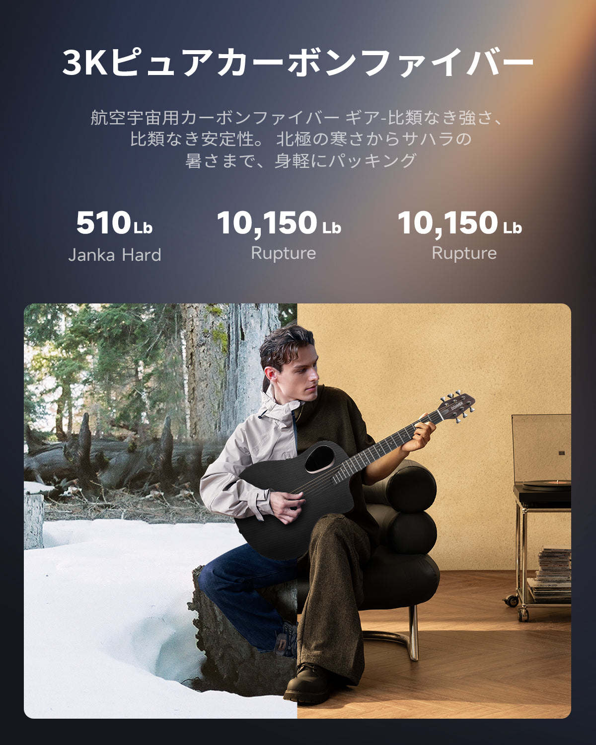 RISING-G1 カーボントップ けアコースティックギターセット初心者向 Donner