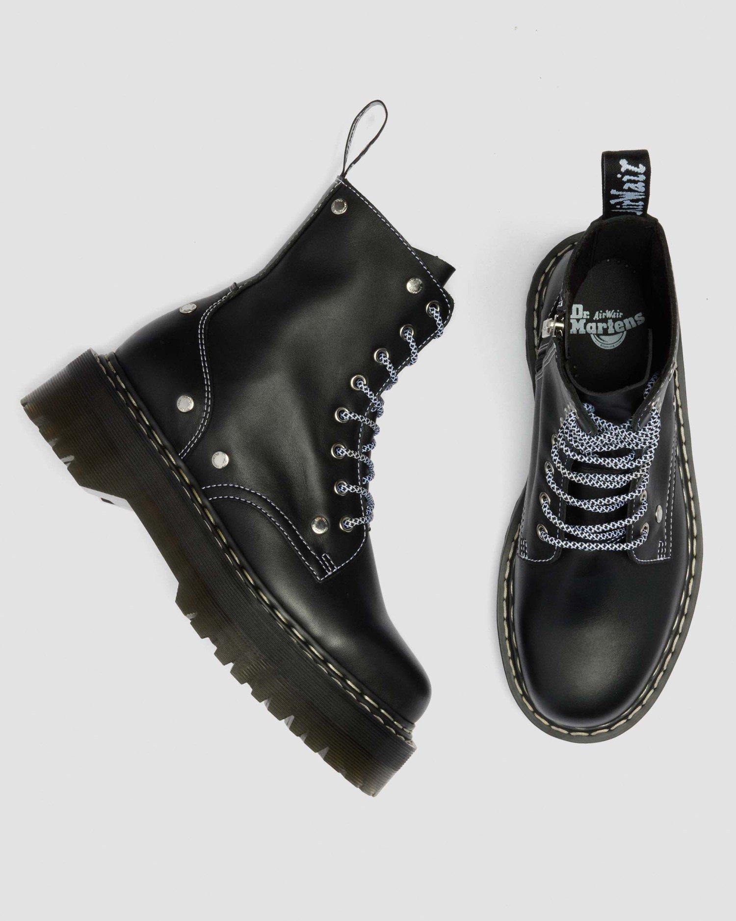 JADON ホワイトダブルステッチ 8 ホール ブーツ