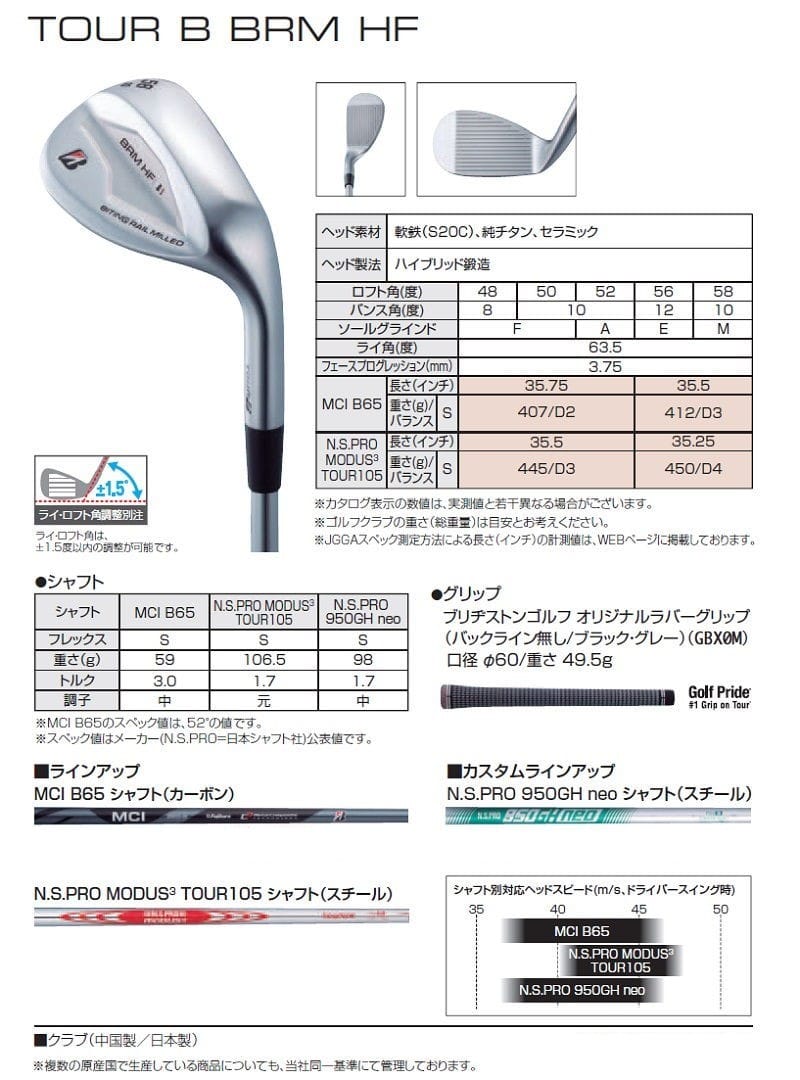 特別生産モデル】TOUR B BRM HF WEDGE [N.S.PRO MODUS3 TOUR 105