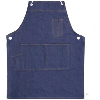 ♯251 デニムエプロン(胸付・ロープ紐タイプ) トオケミ ネイビー色