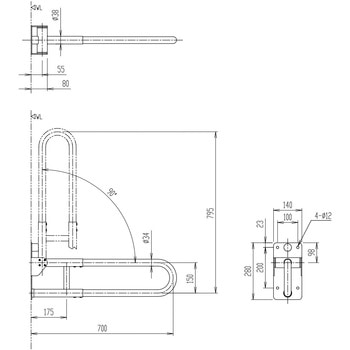 はね上げ式手すり(樹脂被覆)ロックなし INAX(LIXIL) 【通販モノタロウ】