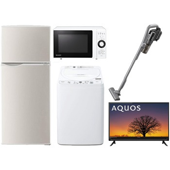 家電5点セット (128L冷蔵庫/5.5kg洗濯機/18L電子レンジ/32型テレビ