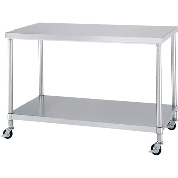 オーダー】キャスター付きステンレス作業台(ベタ棚仕様)(SUS430)(高さ