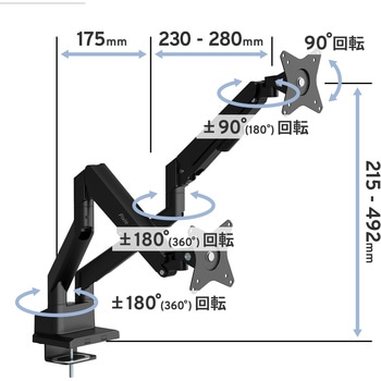 PSW1DWH-O PS1D Wave White モニターアーム デュアル Pixio ホワイト色