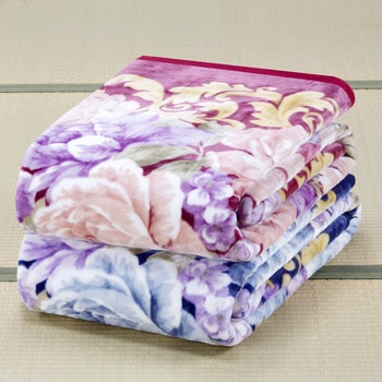 a33449 豪華な花柄ニューマイヤー毛布4枚組 ファミリー・ライフ ブルー