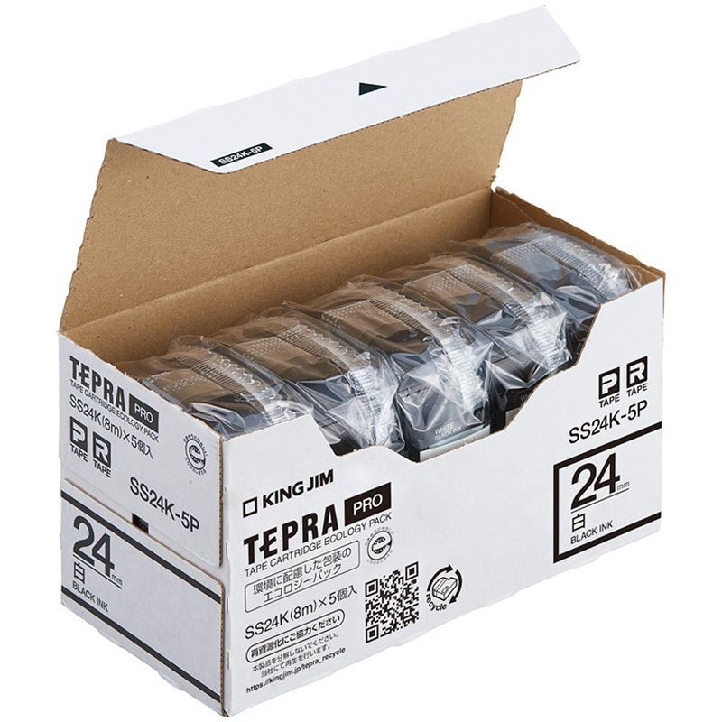 SS24K-5P PROテープカートリッジ 白ラベル (黒文字) キングジム 幅24mm