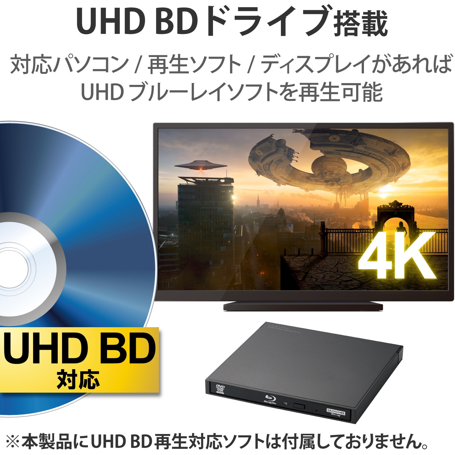 LBD-PWB6U3CSWH 外付け ブルーレイドライブ BDXL DVD CD USB 3.2 Gen1