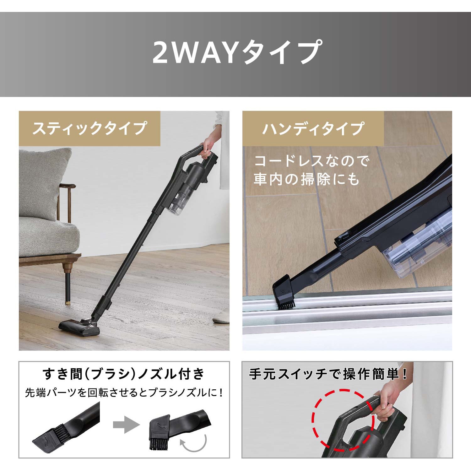 SCD-183P-B コードレス 充電式サイクロンスティック掃除機 1台