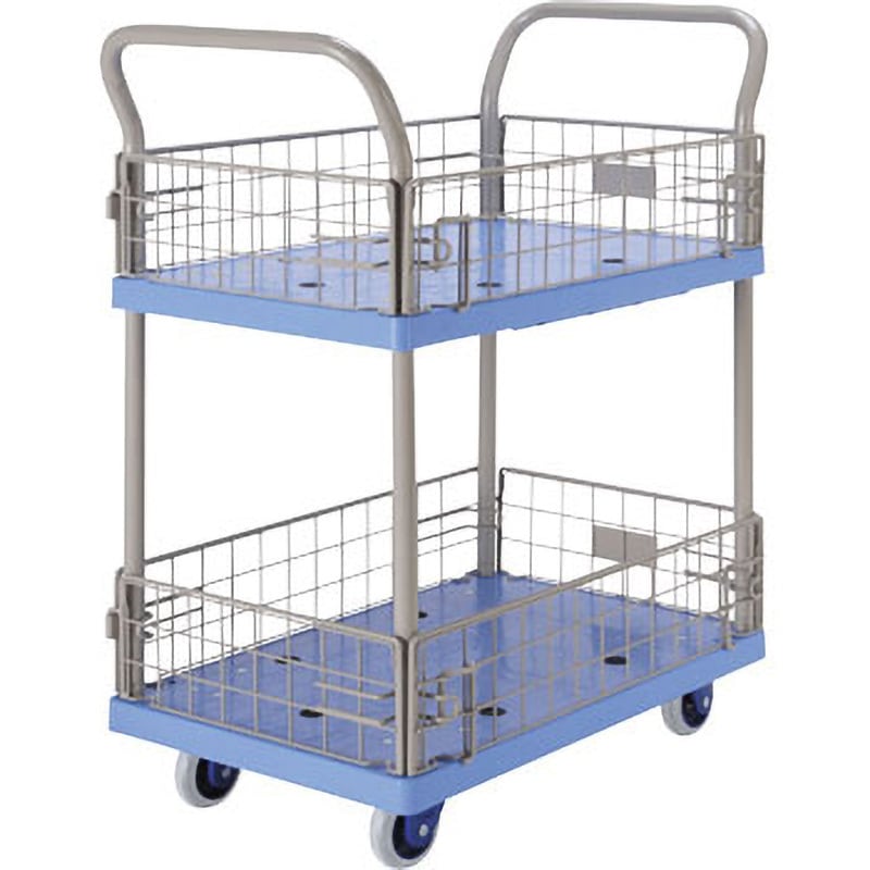 NP-127GS 環境静音樹脂台車 サイドネット付 金沢車輌 2輪自在2輪固定