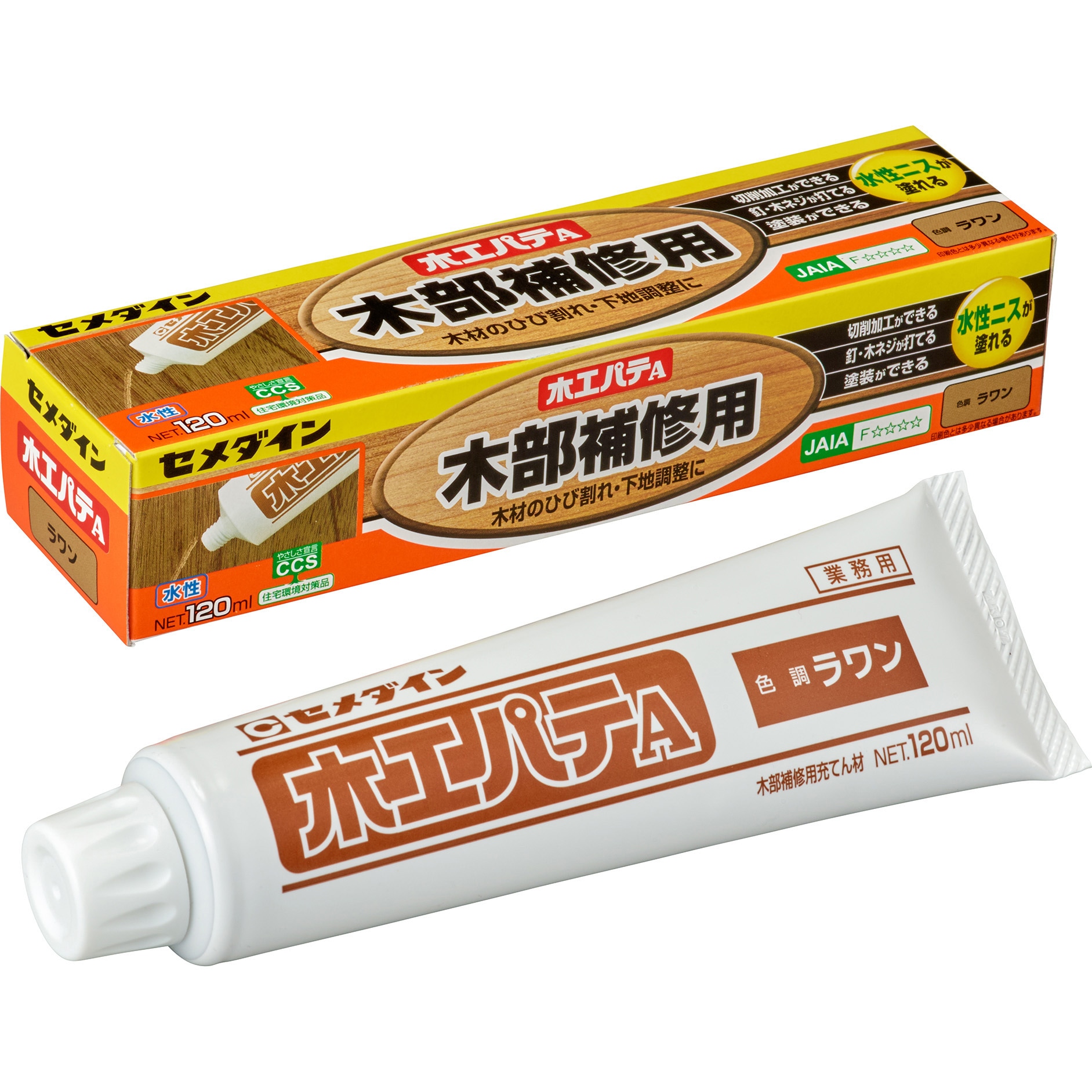 HC-154 木部補修用 木工パテA セメダイン ラワン色 容量120mL HC-154