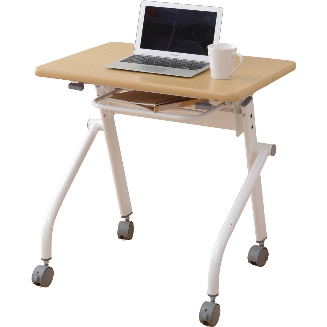 YM-7050(WN/IV) フラップトップ会議用テーブル(一人用) キャスター付き