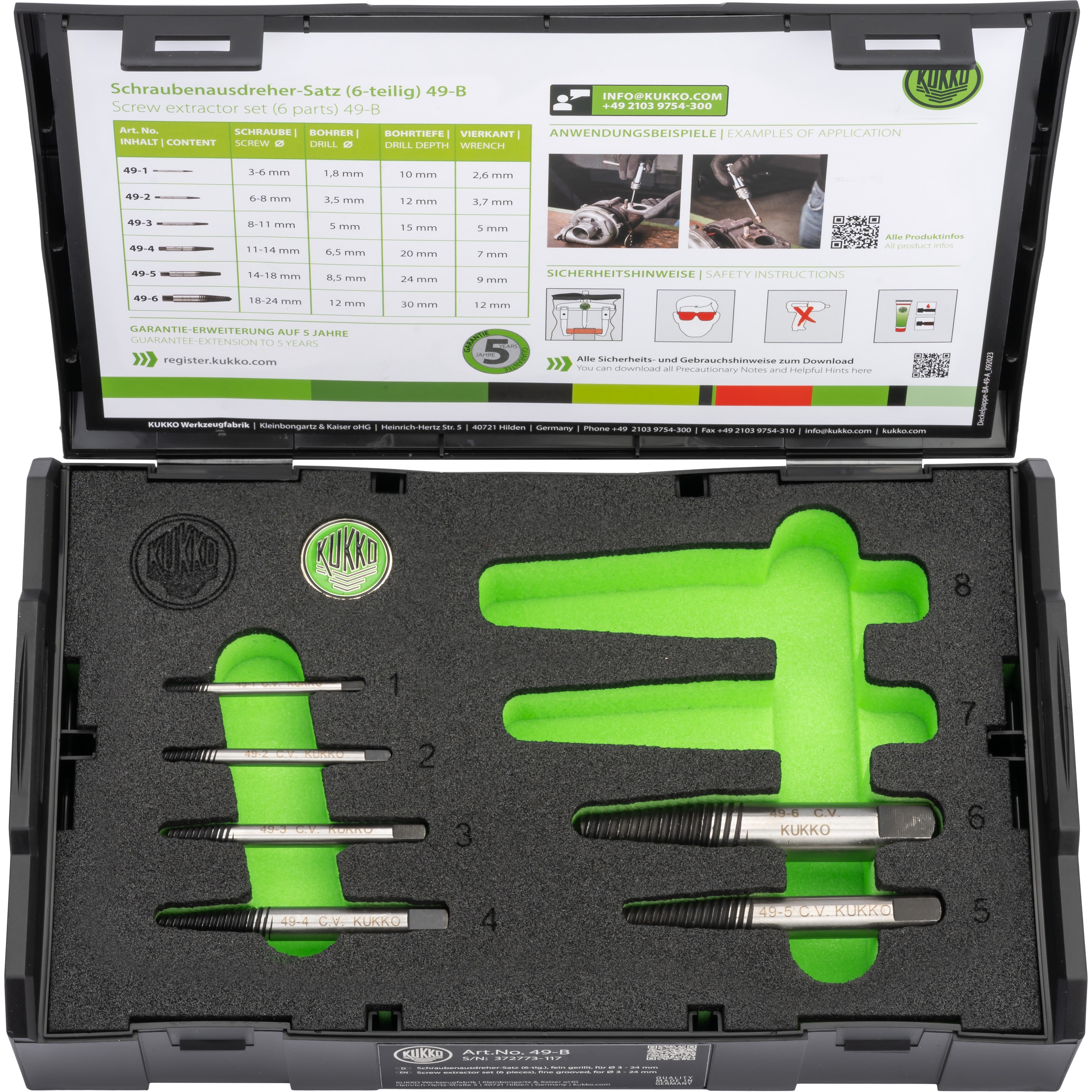 49-B スクリューエキストラクターセット KUKKO(クッコ) セット内容49-1