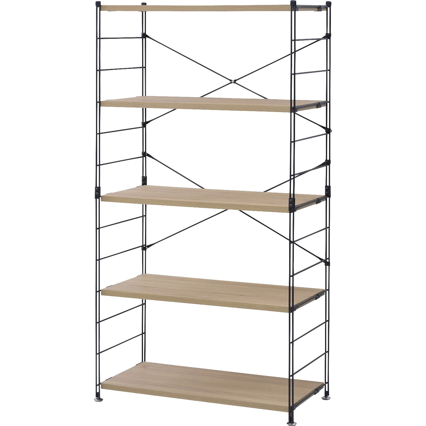 MWS-16845(OAK/SBK) ラック 木製棚板 YAMAZEN(山善) オーク(木目)色